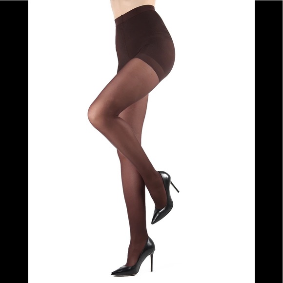 🌞3/$18🌞BROWN Levante control top satin matte stockings, Sz XTall/XL - Picture 1 of 4